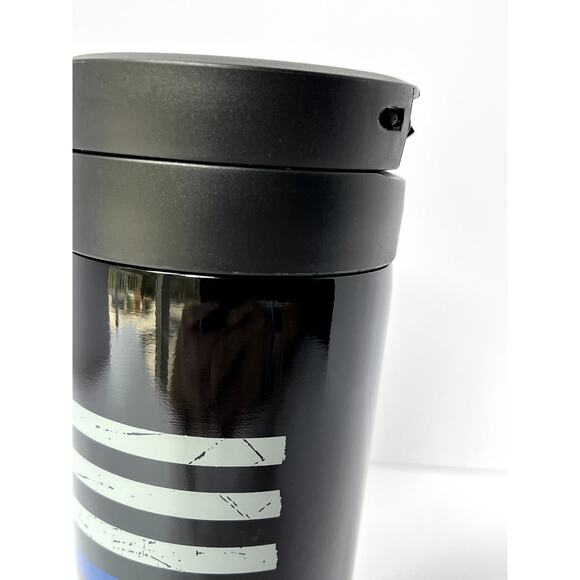 Thin Blue Line Law Enforcement American Flag 12 Ounce Vacuum Tumbler - Picture 5 of 10